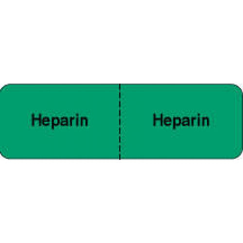 PDC Healthcare Nursing Wraparoound IV Tubing Labels - LABEL IV, "HEPARIN", 2-7/8X7/8, GREEN - 59704509