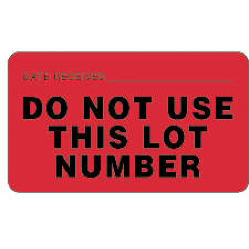 PDC Healthcare Lab Communication Labels - Do Not Use This Lot Number, 3" x 1-3/4", Red, 500/Roll - 59704155