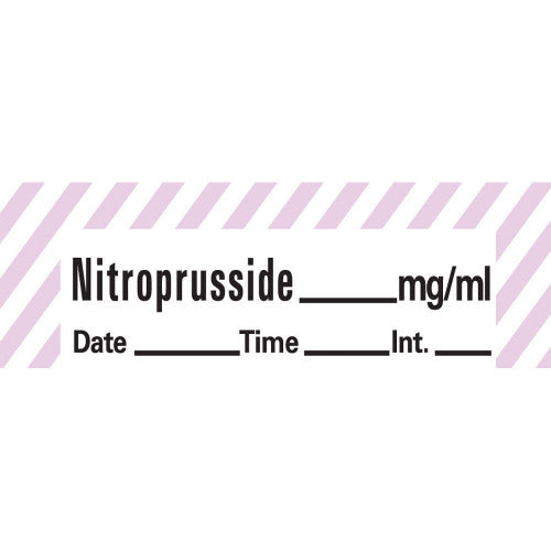 PDC Healthcare HydrALAzine Labels - TAPE, NITROPRUSSIDE, 500" 1.5X0.5, W - ANS-17