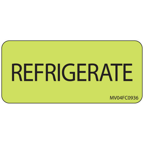 PDC Healthcare Lab Communication Labels - Refrigerate Label, 2-1/4" x 1", Chartreuse - MV04FC0936