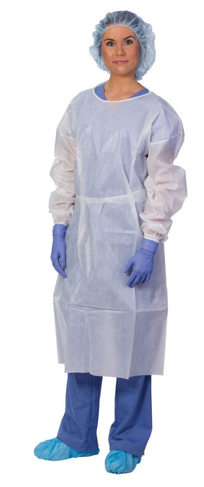 S2S Global Polyethylene-Coated Cover Gowns - Polyethylene-Coated Cover Gown with Half-Back and Thumbloops, Blue, Size Universal - 2322