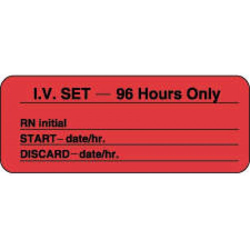 PDC Healthcare Permanent Paper Label - LABEL, IV, SET, 2-1/4X7/8, FL, RED, 1000/RL - 59707259