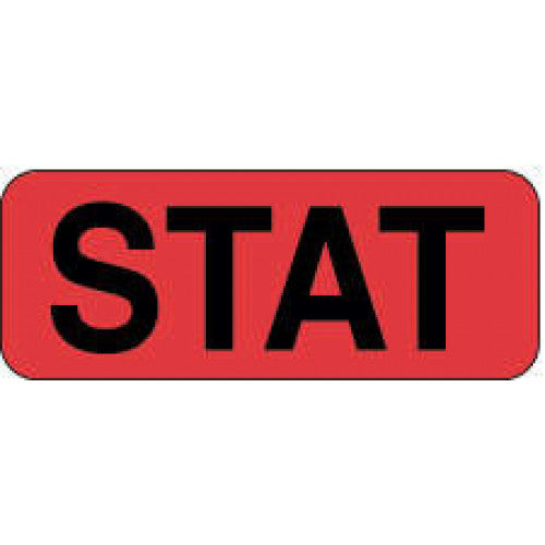 PDC Healthcare Permanent Paper Label - STAT Label, Fluorescent Red, 2-1/4" x 7/8" - 59704098