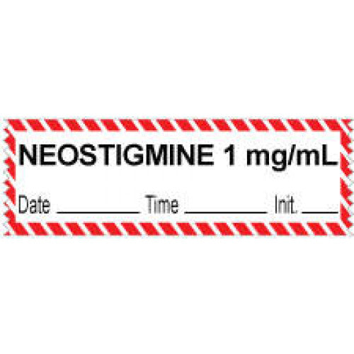 PDC Healthcare Removable Anesthesia Tapes with Date, Time and Initials - TAPE, "NEOSTIGMINE, 1 MG / ML", DTI, 1/2X500" - 59726957