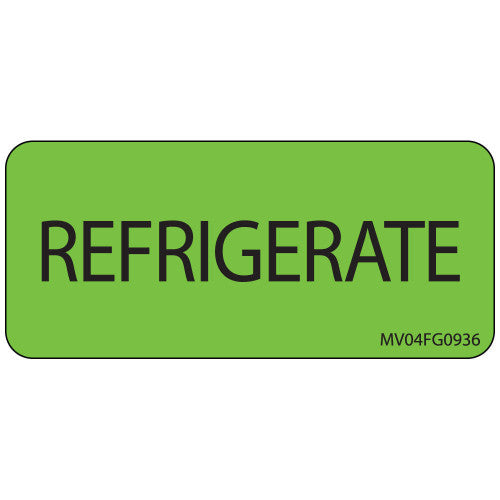 PDC Healthcare Health & Institutional Labels - Refrigerated Label, Fluorescent Green - MV04FG0936