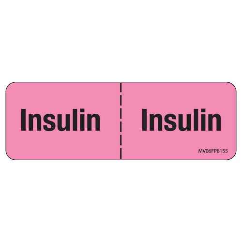 PDC Healthcare Label Paper - LABEL, "INSULIN : INSULIN", 2-15/16X1, PNK - MV06FP8155