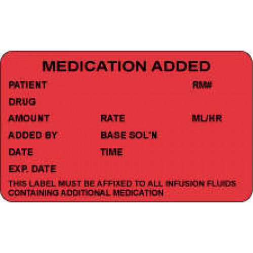 PDC Healthcare Medication Labels - "Medication Added" ID Label, 1, 000/Roll - 59704613