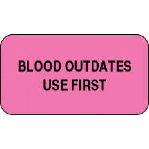 PDC Healthcare Lab Communication Labels - LABEL, "BLOOD OUTDATES USE", 1-5/8X7/8 FL - 59702207