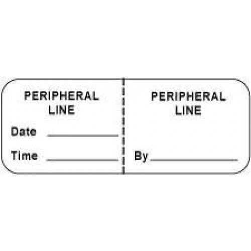 PDC Healthcare Label Wraparound Paper Permanent - I. V. "Peripheral Line" Label, White, 2" x 3/4" - 59719062