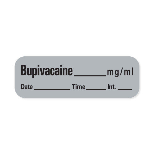 PDC Healthcare Drug Labels - Bupivacaine Label, 1-1/2" x 1/2" Gray, 600/Roll - LAN-42