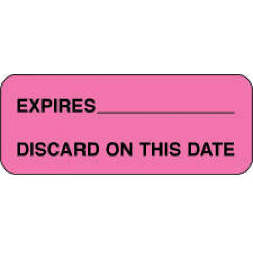 PDC Healthcare Expiration Labels - Expires Discard On Label, Fluorescent Pink - 59706778