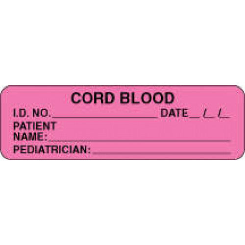 PDC Healthcare Lab Communication Labels - LABEL, "CORD BLOOD I. D. NO." - 59702226