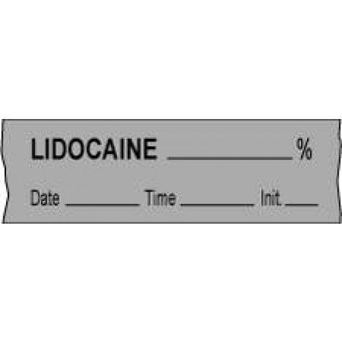 PDC Healthcare Removable Anesthesia Tapes with Date, Time and Initials - TAPE, ""LIDOCAINE %", DTI, 1/2X500", GRAY - 59726260