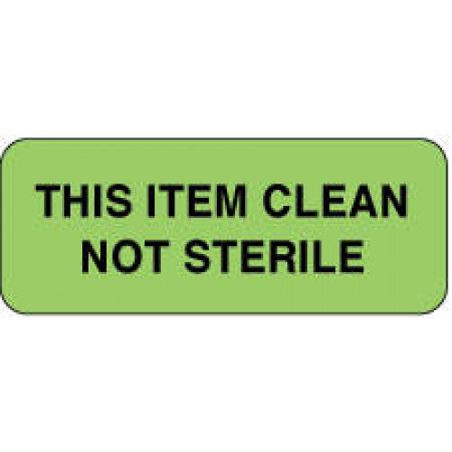 PDC Healthcare FormalinPermanent Warning Label - "This Item Not Clean Not Sterile" Label, Fluorescent Green - 59705728