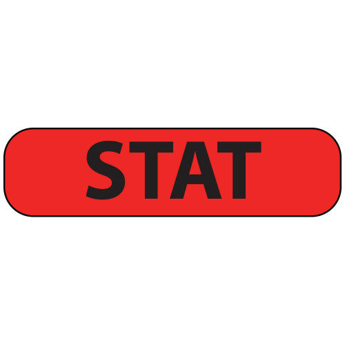 PDC Healthcare Permanent Paper Label - STAT Label, Fluorescent Red, 1-7/16 x 3/8", 666/Roll - MV02FR0968