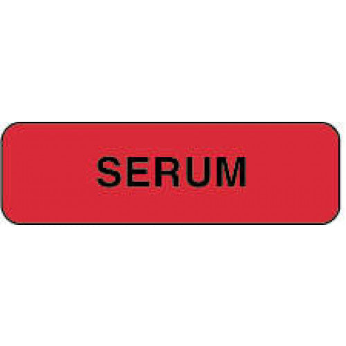 PDC Healthcare Lab Communication Labels - LABEL, "SERUM", 1-1/4X3/8, FL RED - 59704022