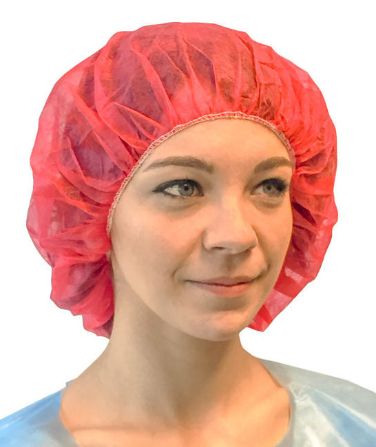 S2S Global PremierPro Bouffant Caps - Bouffant Cap, Premium Spunbonded Polypropylene for Comfort, Red, 24" - 2144