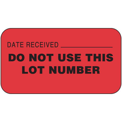 PDC Healthcare MedVision "Date Received" Label - Dated Received / Do Not Use This Lot Number, 1-5/8" X 7/8", Fluorescent Red - 59704156