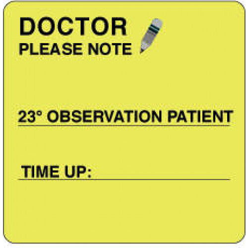 PDC Healthcare Permanent Paper Label - Doctor Please Note Label, Fluorescent Yellow, 2-1/2" x 2-1/2", 500/Roll - 59704973