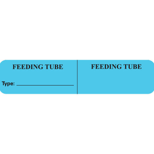 PDC Healthcare Paper Labels - "Feeding Tube" IV Label, Light Blue, 500 per Roll, 1" Core, 2-7/8" x 5/8" - N-7512