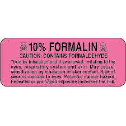 PDC Healthcare Formalin Labels - 10% Formalin Label, Pink, 1, 000 per Roll - 59707946