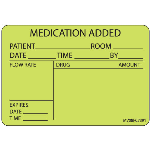 PDC Healthcare Medication Added Labels - "Medication Added" Label, Yellow, 333/Roll - MV08FC7391