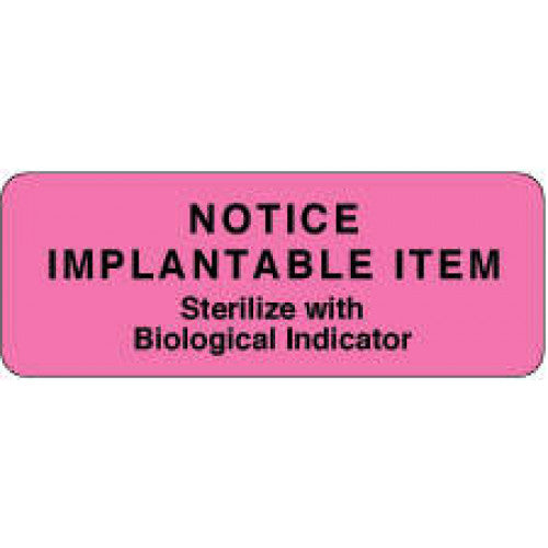 PDC Healthcare Label Paper - LABEL, "NOTICE IMPLANTABLE ITEM, 3X1-1/8 - 59705744