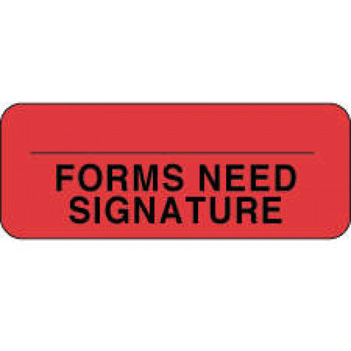 PDC Healthcare Permanent Paper Label - LABEL, "__FORMS NEED SIGNATURE"RED - 59704933