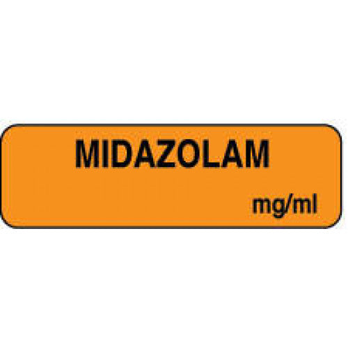 PDC Healthcare Midazolam Labels - "Midazolam mg / mL" Labels, 1-1/4" x 3/8", Fluorescent Orange - 59705177