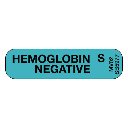 PDC Healthcare Label Paper - Hemoglobin S Negative Label, 1-7/16" x 3/8", Blue - MV02SB5977