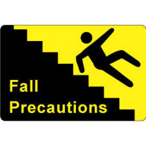 PDC Healthcare Orange Fall Precaution Label - Fall Precaution Label, Yellow, 4" X 2-5/8" - 59704981