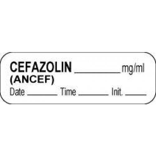 PDC Healthcare Drug Labels - Cefazolin Label, 1-1/2" x 1/2", White, 1000/Roll - 59708960