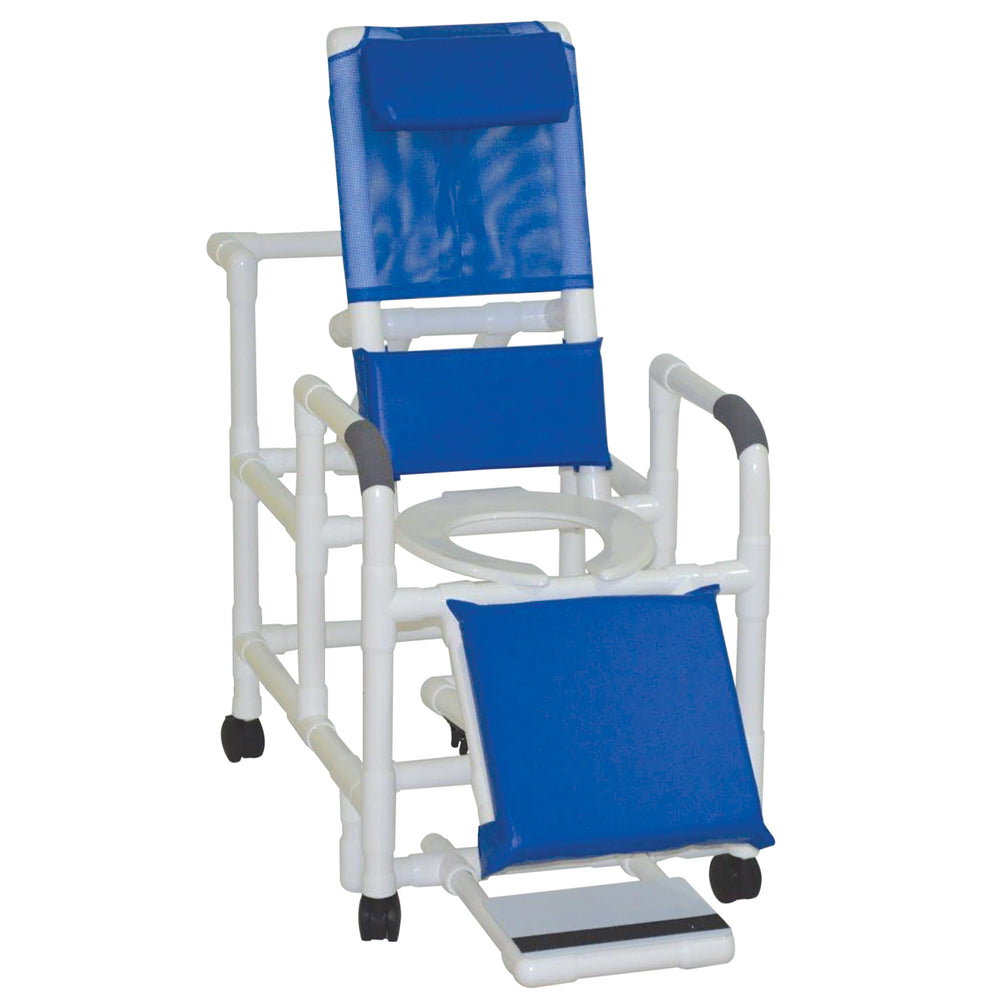 MJM PVC Reclining Shower Chairs with Footrest - Reclining Shower Chair with Elevating Legs, Mesh, Forest Green - 196