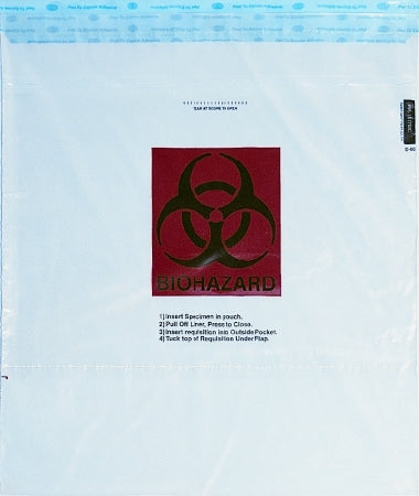 Minigrip SPECI-GARD Specimen Bags - Biohazard Specimen Bag, 3-Wall with 2 Pockets, Clear, Large, 15" x 17" - UF95-1517BIO