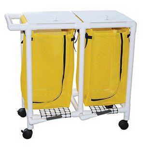 MJM PVC Double Hampers with Foot Pedal - Double Hamper with Foot Pedal, 28 gal., Vinyl, Royal Blue - 214-D-FP