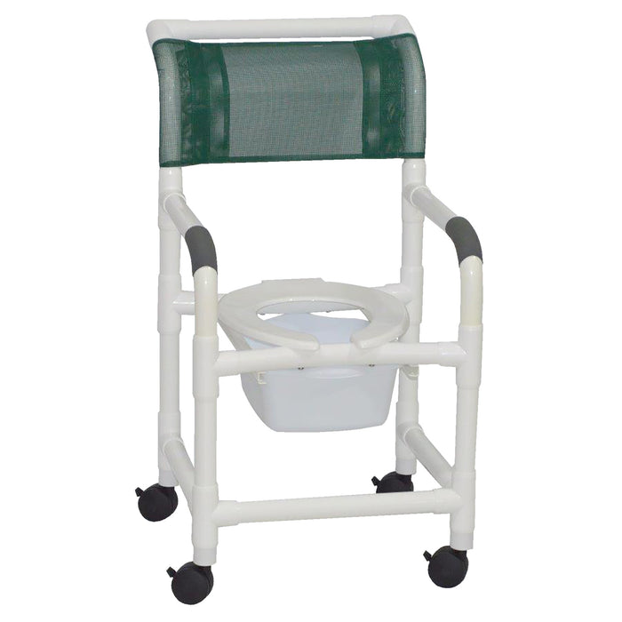 MJM Standard PVC Shower Chairs - PVC Shower Chair, Mesh, Royal Blue, with Bucket - 118-3-SQ-PAIL