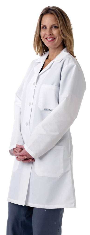 Medline Ladies' Full-Length Lab Coats - Women's Full-Length Lab Coat, White, Size XS - MDT13WHT0E