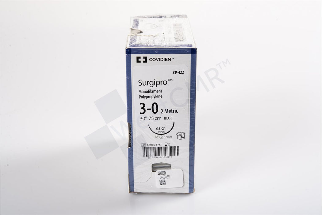 Medtronic USA Surgipro Sutures - Surgipro Suture, Blue, Size 3/0, 30", GS-21 Needle - CP-422