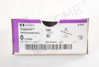 Medtronic Violet Polysorb Sutures - Polysorb Suture, Violet, Size 0, 48", SK Needle - X-1357