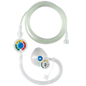 Mercury Medical Neo-Tee Infant T-Piece Resuscitators - Neo-Tee Infant T-Piece Resuscitator with In-Line Controller and Override Button, Clear Anatomical Infant Face Mask and Neonatal Mask, 0-60 cm H2O Manometer - 10-50823