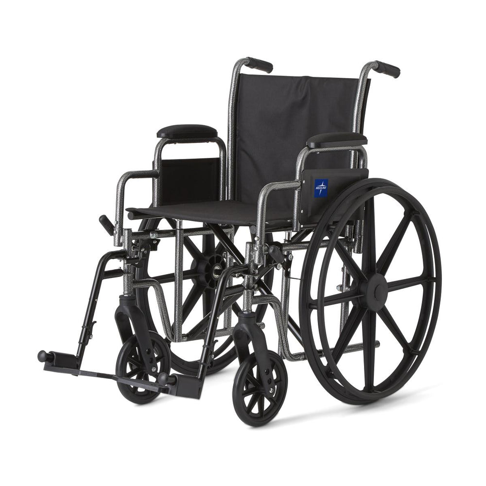 Medline K1 Basic Wheelchairs - K1 Basic Wheelchair with Desk-Length Arms and Swing-Away Footrests, 18" Width - MDS806250EEC