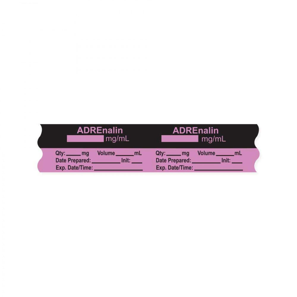 Anesthesia Tape, With Experation Date, Time, And Initial, Removable, "Adrenalin Mg/Ml", 1" Core, 3/4" X 500", Violet, 333 Imprints, 500 Inches Per Roll