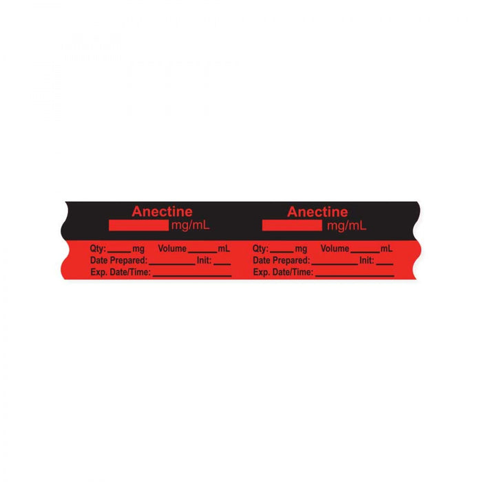 Anesthesia Tape, With Experation Date, Time, And Initial, Removable, "Anectine Mg/Ml", 1" Core, 3/4" X 500", Fl. Red, 333 Imprints, 500 Inches Per Roll