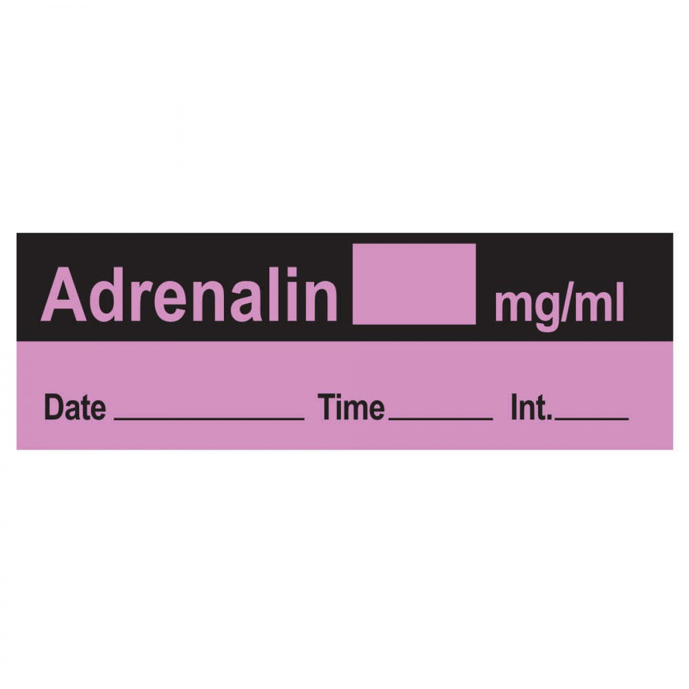 Anesthesia Tape With Date, Time, And Initial Removable Adrenalin Mg/Ml 1" Core 1/2" X 500" Imprints Violet 333 500 Inches Per Roll