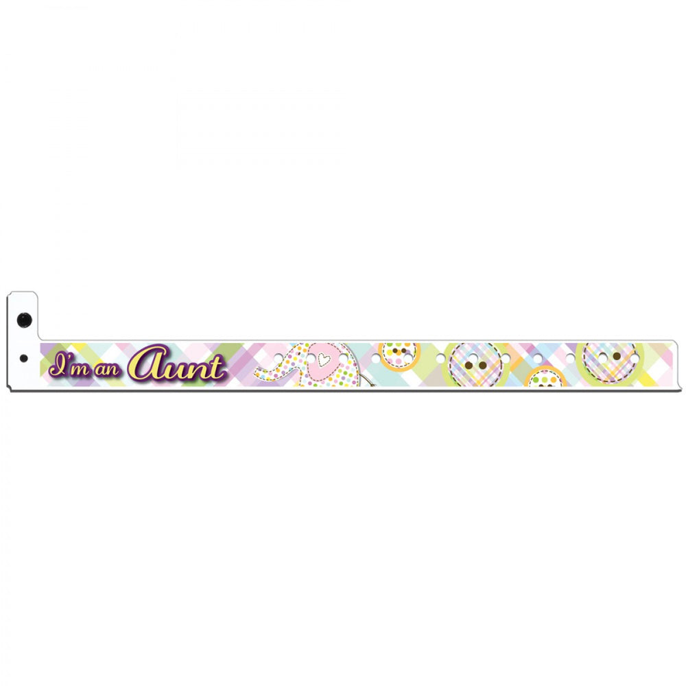 Bundle Of Joy Write-On Wristband Poly 3/4" X 10" Adult "I'M An Aunt" Multi Color - Buttons - 250 Per Box