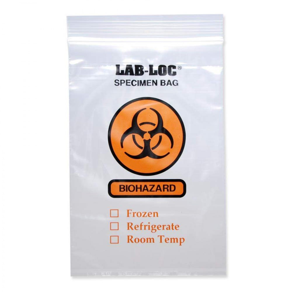 Biohazard Bag Zip Top Closure 2 Mil Thick Dimensions: 6" X 9" 1000/Case