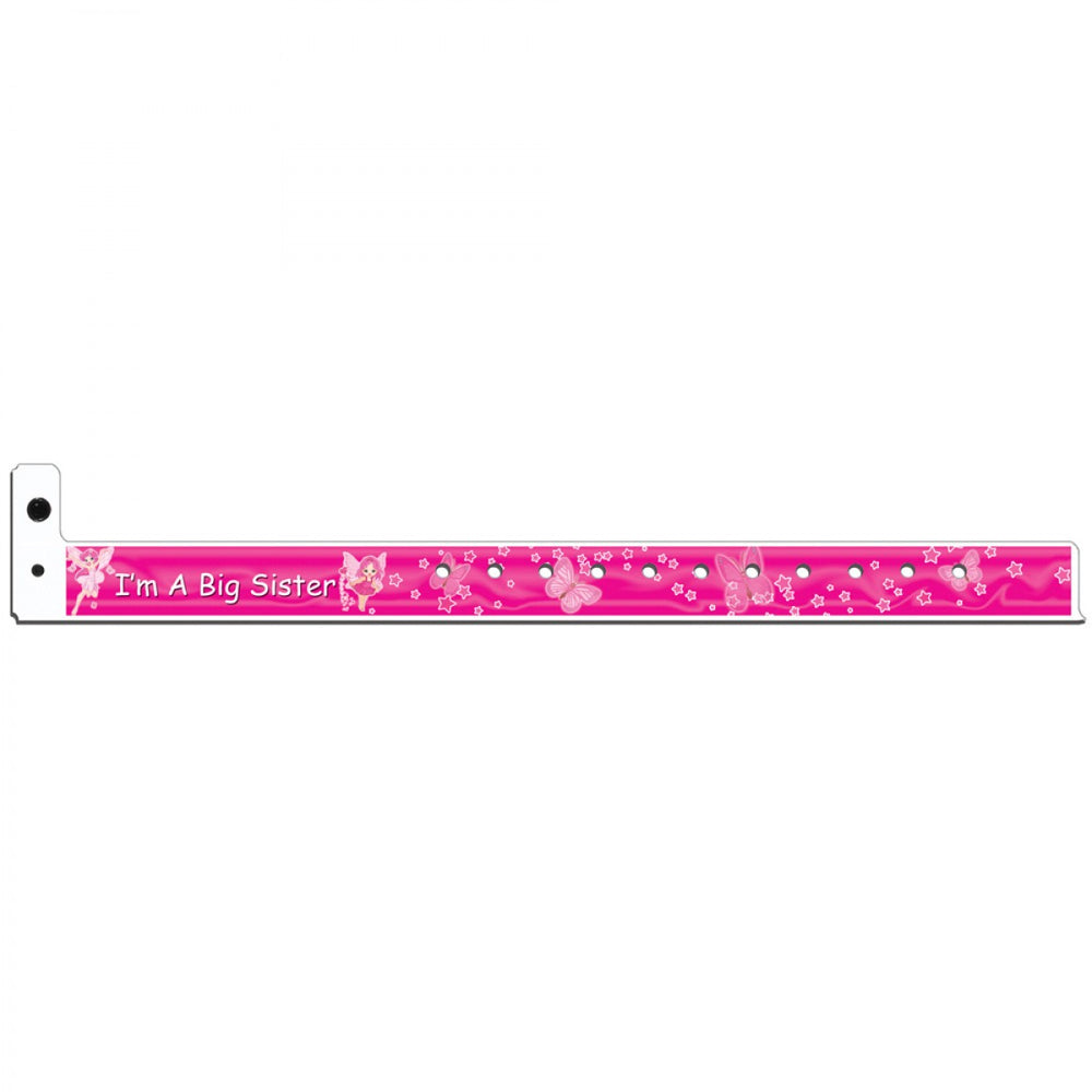 Bundle Of Joy Write-On Wristband Poly 3/4" X 10" Pediatric "I'M A Big Sister" Multi Color - Fairies - 250 Per Box