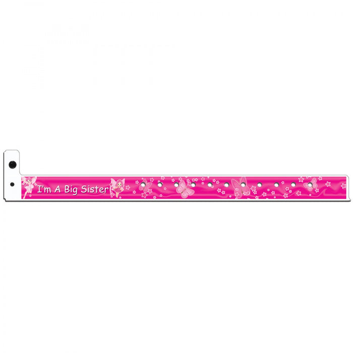 Bundle Of Joy Write-On Wristband Poly 3/4" X 10" Pediatric "I'M A Big Sister" Multi Color - Fairies - 250 Per Box