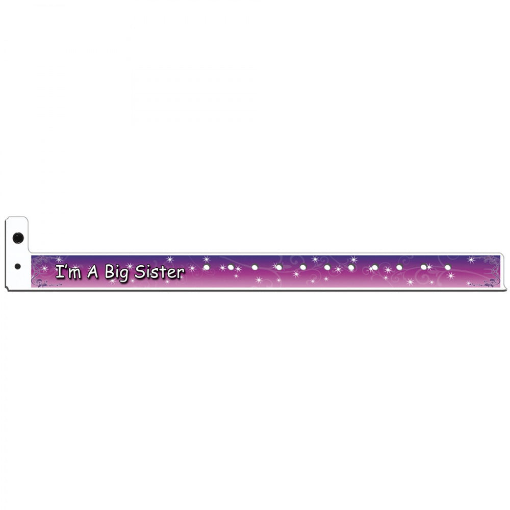 Bundle Of Joy Write-On Wristband Poly 3/4" X 10" Pediatric "I'M A Big Sister" Multi Color - Stars - 250 Per Box