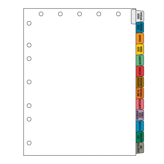 Filepro Chart Divider Side Tab Position #1-13 1/13 Cut 13 Titles|Universal Set|Mylar Reinforced Tab White 100# White 8-1/2"X11" - 23 Per Box